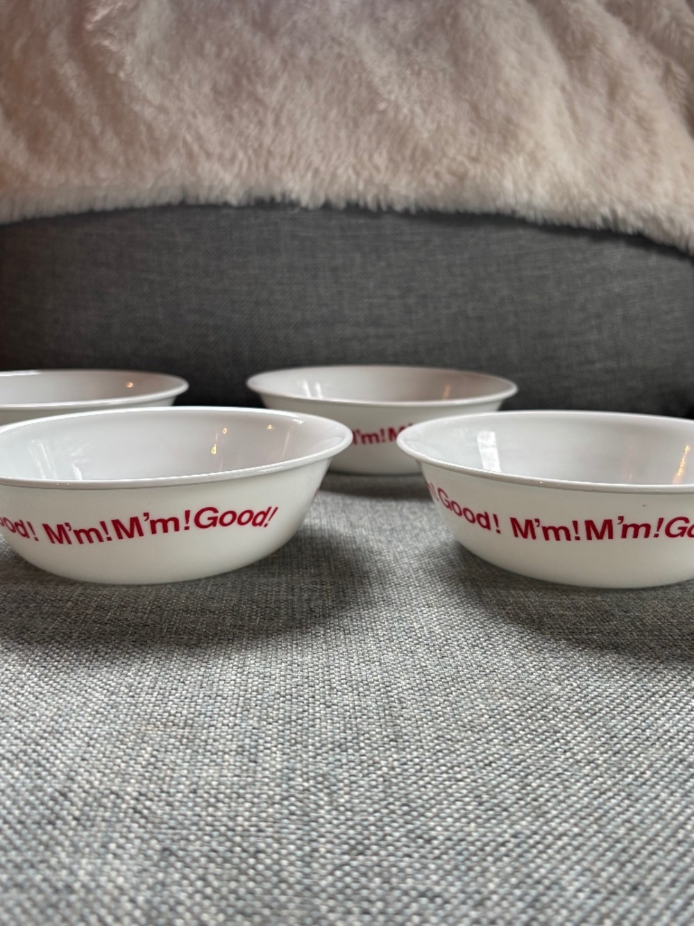 Corelle by Corning Campbell's Soup Bowls M'm! Good Vintage White Vintage Lot 4